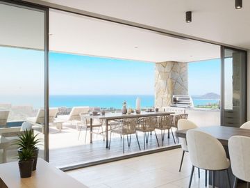 Villa con vista al mar,  jacuzzi, alberca, area de asador y  fogata, en residenc