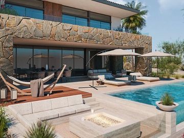 Villa con vista al mar,  jacuzzi, alberca, area de asador y  fogata, en residenc
