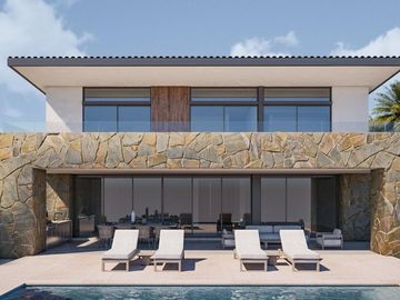 Villa con vista al mar,  jacuzzi, alberca, area de asador y  fogata, en residenc
