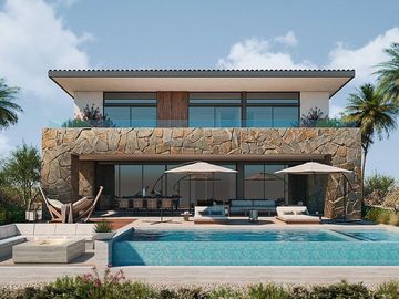 Villa con vista al mar,  jacuzzi, alberca, area de asador y  fogata, en residenc