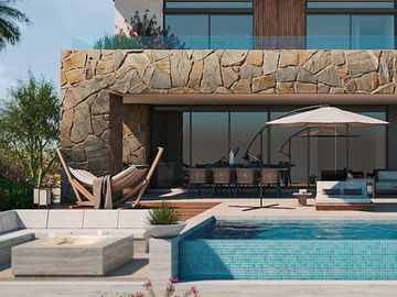 Villa con vista al mar,  jacuzzi, alberca, area de asador y  fogata, en residenc