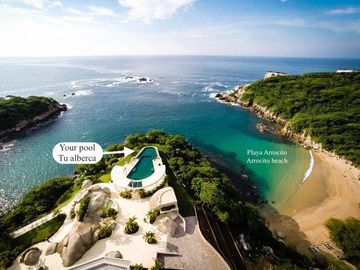 Condominio vista al mar, con club de playa y restaurante, 4 albercas, gimnasio