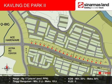 Kavling Komersial De Park II Lokasi Bagus Siap Bangun at BSD City