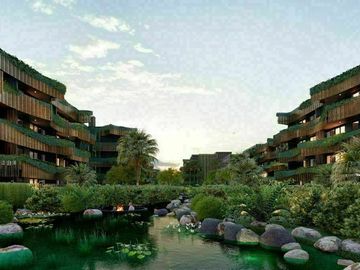 Penthouse con alberca privada, areas comunes rodeadas de naturaleza