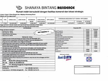 [69548B] Shanaya Bintang Residence, 2 Bedroom, 60m2 - Karawang, West Java