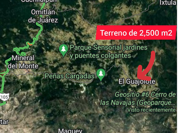 Venta de terreno en el Guajolote. A 20min de Real del Monte Hgo