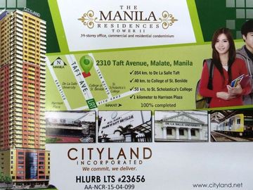 CITYLAND: The Manila Residences Tower 2 (1-bedroom ready for occupancy)