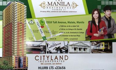 CITYLAND: The Manila Residences Tower 2 (1-bedroom ready for occupancy)