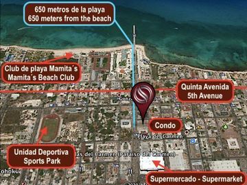 Penthouse, a pasos de la Quinta Avenida y 650 metros de la playa, cine, albercas