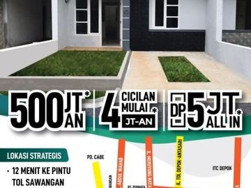 Rumah cluster minimalis dp 5 jt all in 500 jt an di Bedahan Depok