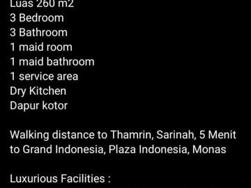 For Rent 3BR New Apartement at Pakubowono Menteng