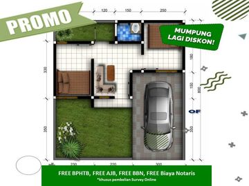 Posisi Hook Rumah Dekat kota Lingkungan Asri 2KT Tipe 25/107