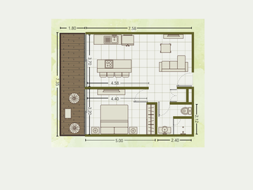 Departamento en desarrollo con paseo de arte, cine al aire libre, area comercial