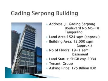 Dijual Gedung Kantor di Gading Serpong, Tangerang