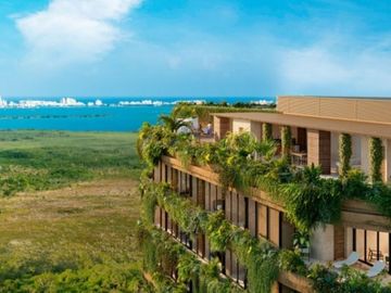 Condominio de lujo con terraza, bar, petfriendly, alberca en venta Cancún.