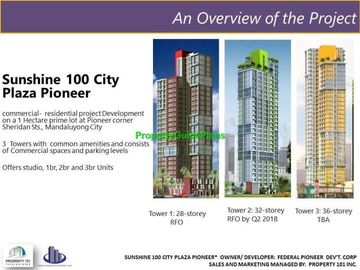 1 Bedroom Pre-selling Condo in Sunshine 100 Mandaluyong City