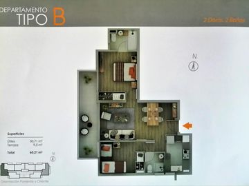 EXCELENTE DEPARTAMENTO 2 DORMOTORIOS  CERCANO METRO - SAN MIGUEL