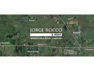 Campo en venta en Gomez. 7.6 has en 4 fracciones