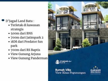 Rumah villa type besar lengkap kolam renang di kota batu malang