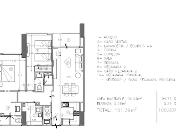 Departamentos(2R)  en Venta en Torre Atlantida en Vía Montejo