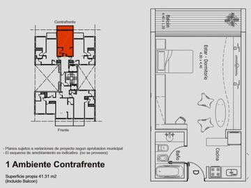 Excelente departamento en Almagro de 1 ambiente a estrenar con cochera (opcional).