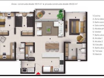 apartamento en venta en valle del lili. Cod V18303