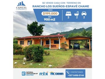 SE VENDE CASA CON TERRENO RANCHO LOS SUEÑOS - ESPAVE CHAME