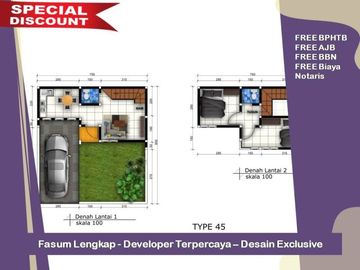 2 Lantai Tipe 45/77 Rumah Pakisaji Free Biaya Dekat Kampus