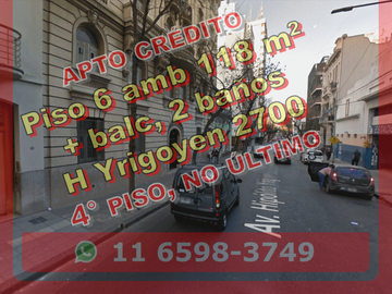 Departamento (piso) en Venta en Balvanera, impecable 6 ambientes 118 m2 + balcón, 2 baños - Hipólito Yrigoyen 2700