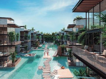 Penthouse eco amigable, alberca con multiples areas comunes en exterior