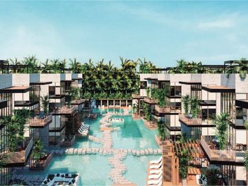 Penthouse eco amigable, alberca con multiples areas comunes en exterior