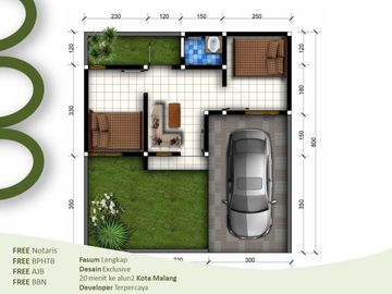 Posisi Hook Rumah Fasum Lengkap Free Biaya 2KT Tipe 25/107