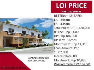 HOUSE & LOT FOR SALE IN MONTALBAN RIZAL For more details, contact: DONALD PORTUGUEZ SUN# 0933825---- TM# 0955561----