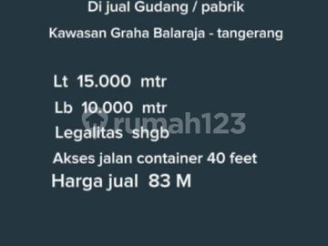 Dijual Gudang Ijin Industri Dikawasan Graha Balaraja Tangerang