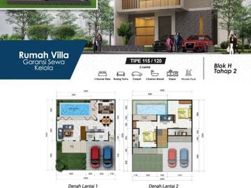 Rumah villa di lengkapi kolam renang luas serta view pegunungan