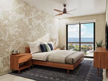 Condominio con jardín de 29m2, 2 terrazas, alberca con vista al mar, a 200 metro