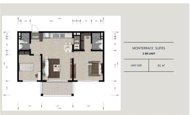 Two (2) Bedroom Condo Unit For sale inside Clark Pampanga with 91sqm Floor area MONTERRACE SUITES