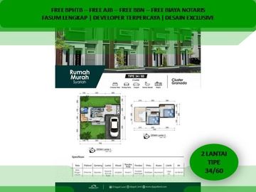 Jual Rumah Malang Tipe 34/60 Fasum Terlengkap Free Biaya-Biaya