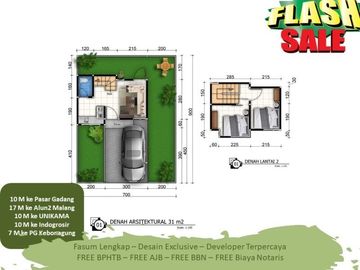 Dijual Cepat Tipe 31/63 2 Lantai Rumah KPR Siap 2KT