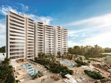Apartamento frente al mar con alberca para adultos y niños, cava, sky lounge, gi