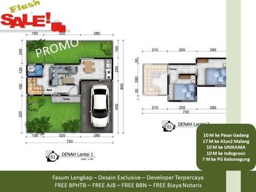 Dijual Cepat 2 Lantai Rumah KPR Siap 2KT Tipe 34/60
