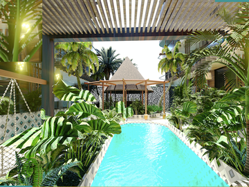 Penthouse con alberca privada, cenote natural y amenidades de lujo