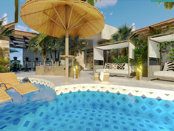 Penthouse con alberca privada, cenote natural y amenidades de lujo