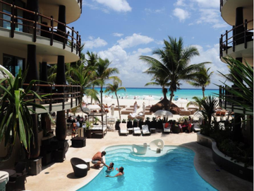 Departamento frente al mar con jacuzzi, spa, alberca climatizada y club de playa