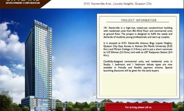CONDO IN KATIPUNAN, XAVIERVILLE, PRE SELLING AFFORDABLE