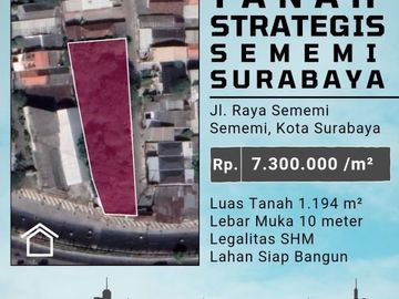 TANAH STRATEGIS HOEK JALAN RAYA SEMEMI SURABAYA