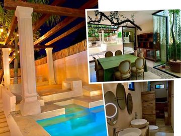 Casa con alberca privada, doble altura, jardin interior, bar con columpios, cerc