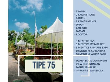 3 Lantai Rumah Malang Batu Tipe 75 Pusat Batu Garansi Sewa Kelola