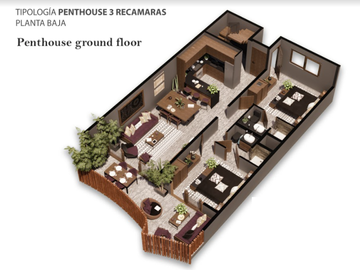 Departamento con acceso directo a la alberca (swim up), areas comunes rodeadas