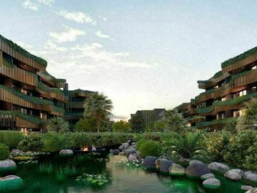 Departamento con acceso directo a la alberca (swim up), areas comunes rodeadas